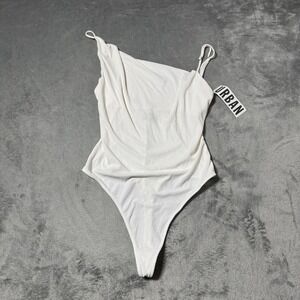 Urban Outfitters Out From Under Bodysuit S White Slant Shoulder‎ Top NWT